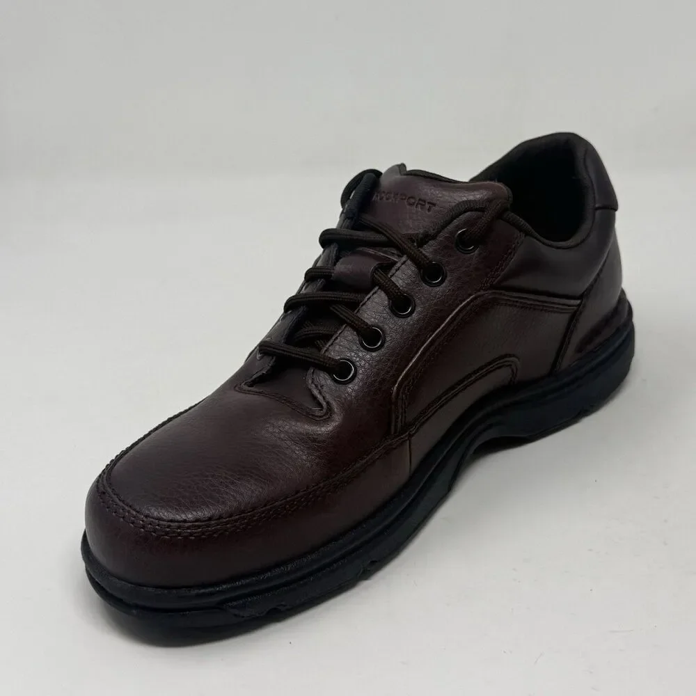 Rockport Ridgefield Eureka Walking Shoes Mens 8 M Brown Leather Casual Comfort